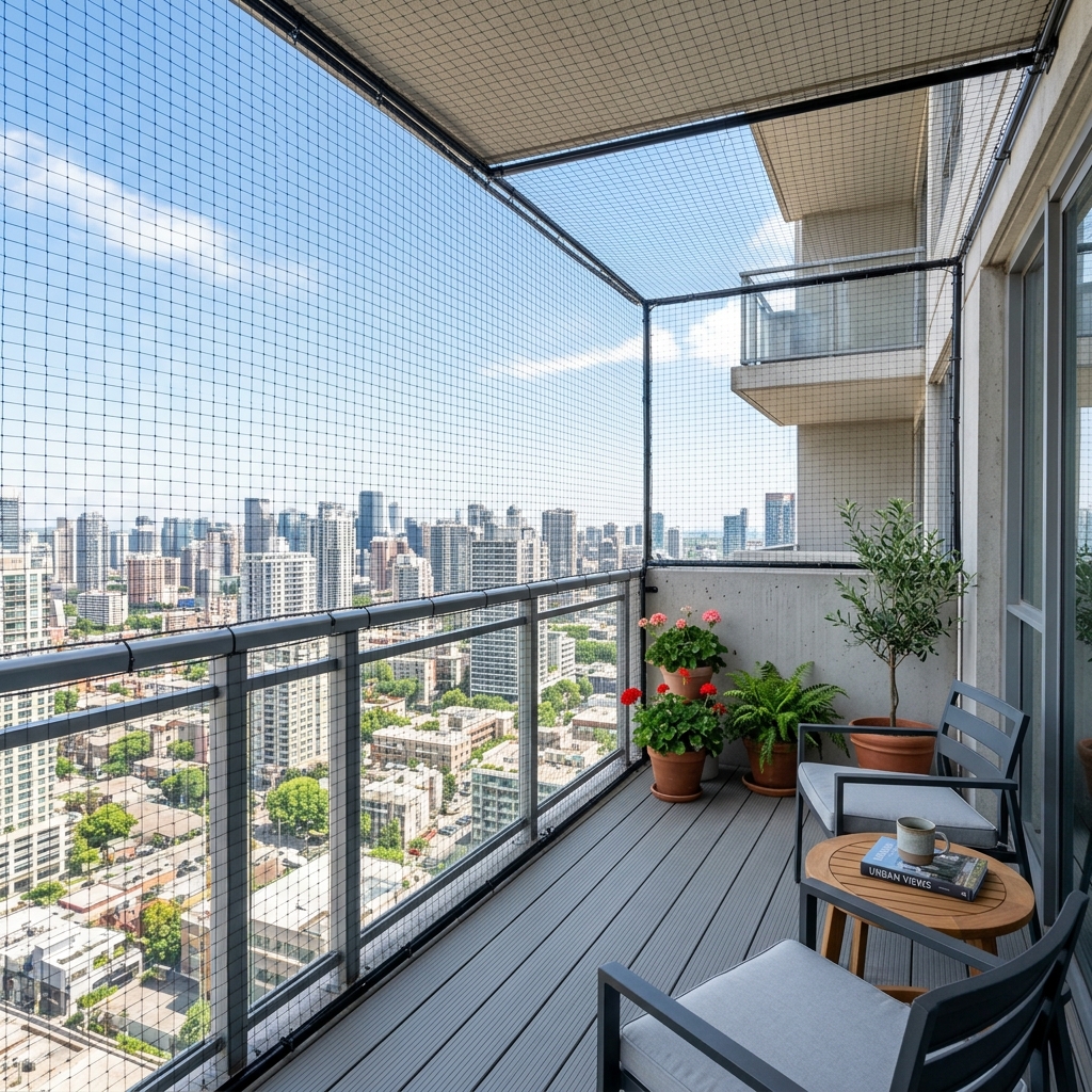 Balcony bird netting installation
